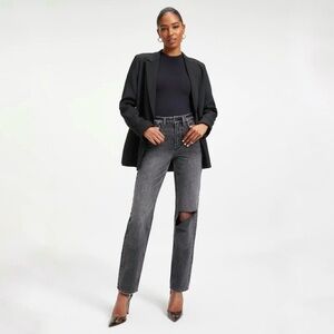 NWT Good American 90’s High Rise Straight Leg Black Charcoal Jean Sz- 2/26 🖤